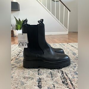 NEW ZARA black Chelsea boots